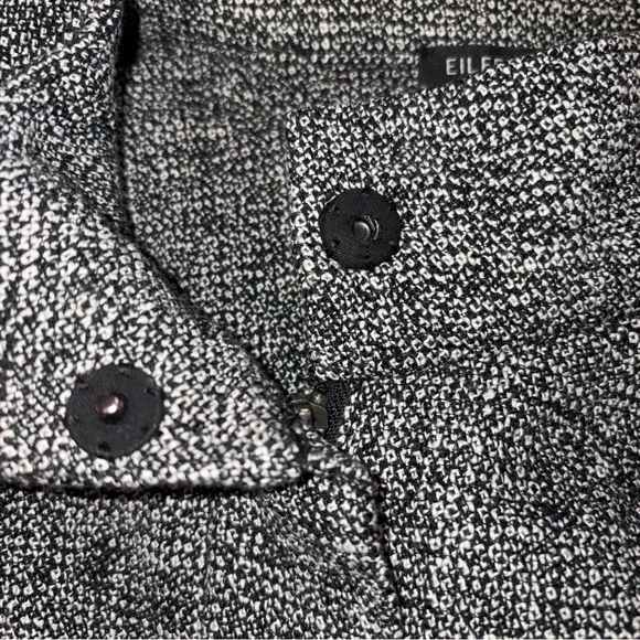 Eileen Fisher Black White Organic Cotton Tweed Stand Collar Jacket medium - Picture 6 of 8